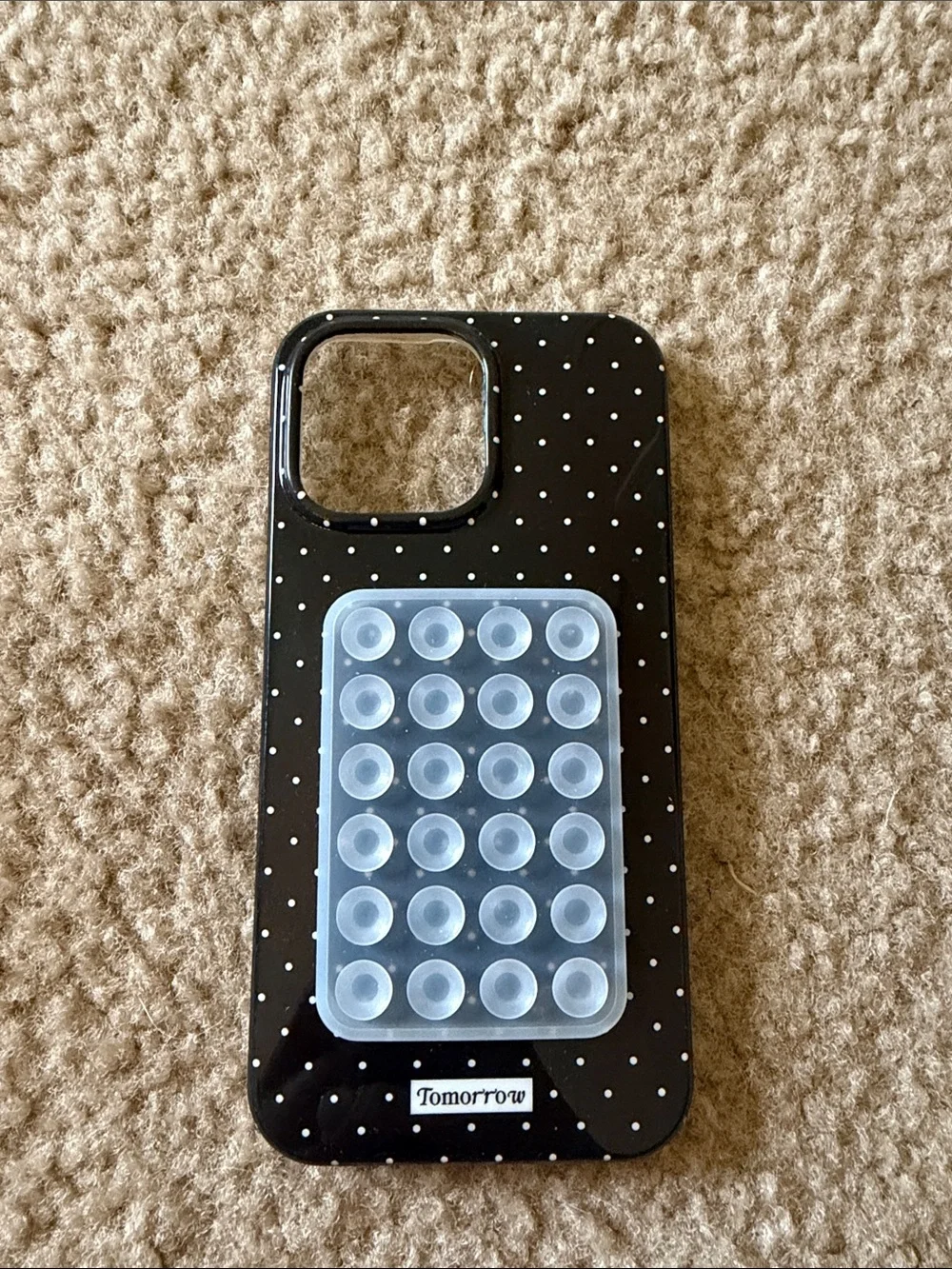 14 pro max Black Polka Dot Phone Case with Clear Pop Grip